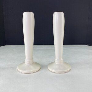 Vintage McCoy Silhouette Bud Vases Set Of 2 Matte White 8"