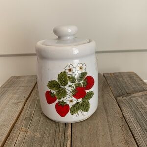 Vintage McCoy Strawberry Small Canister Jam Jar Strawberries Jam Jar Pottery