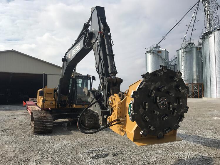 excavator with disc mulcher