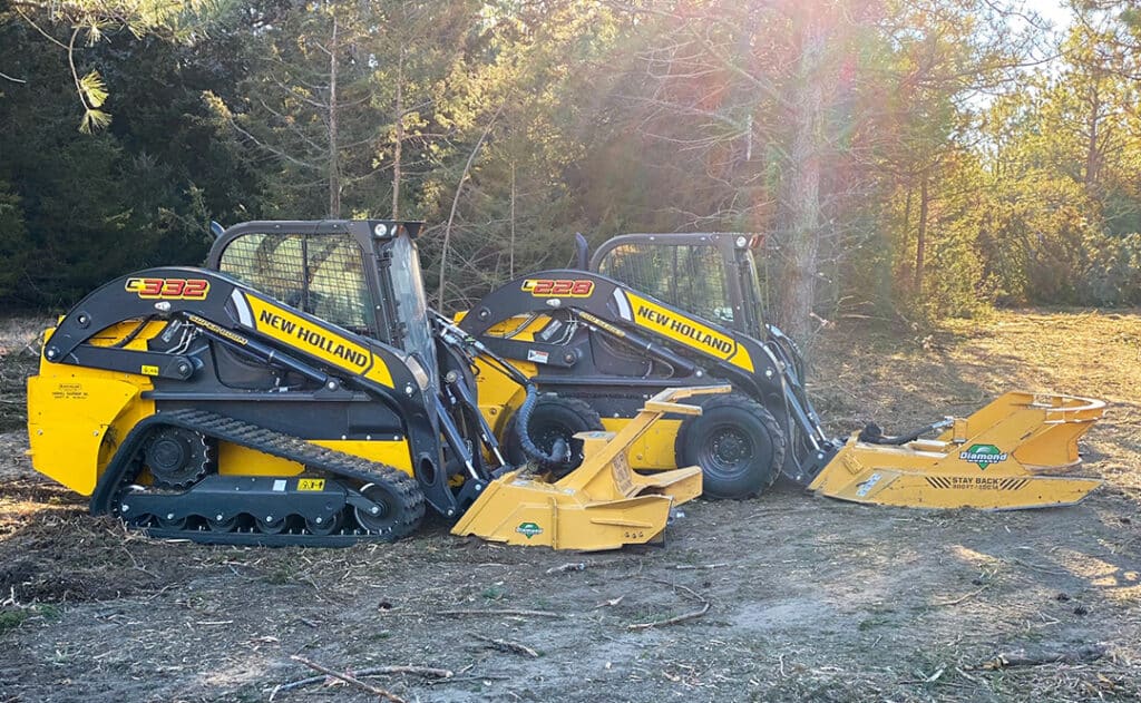 Skid-Steers with disc mulcher and brush cutter