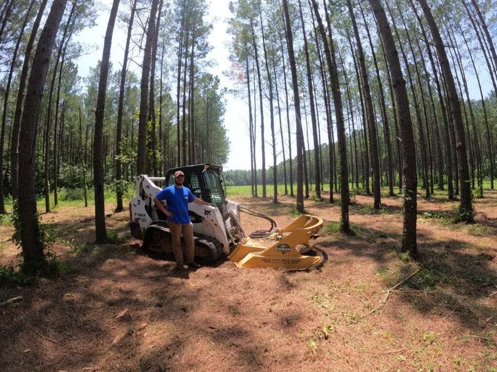 skid steer with a brush cutter