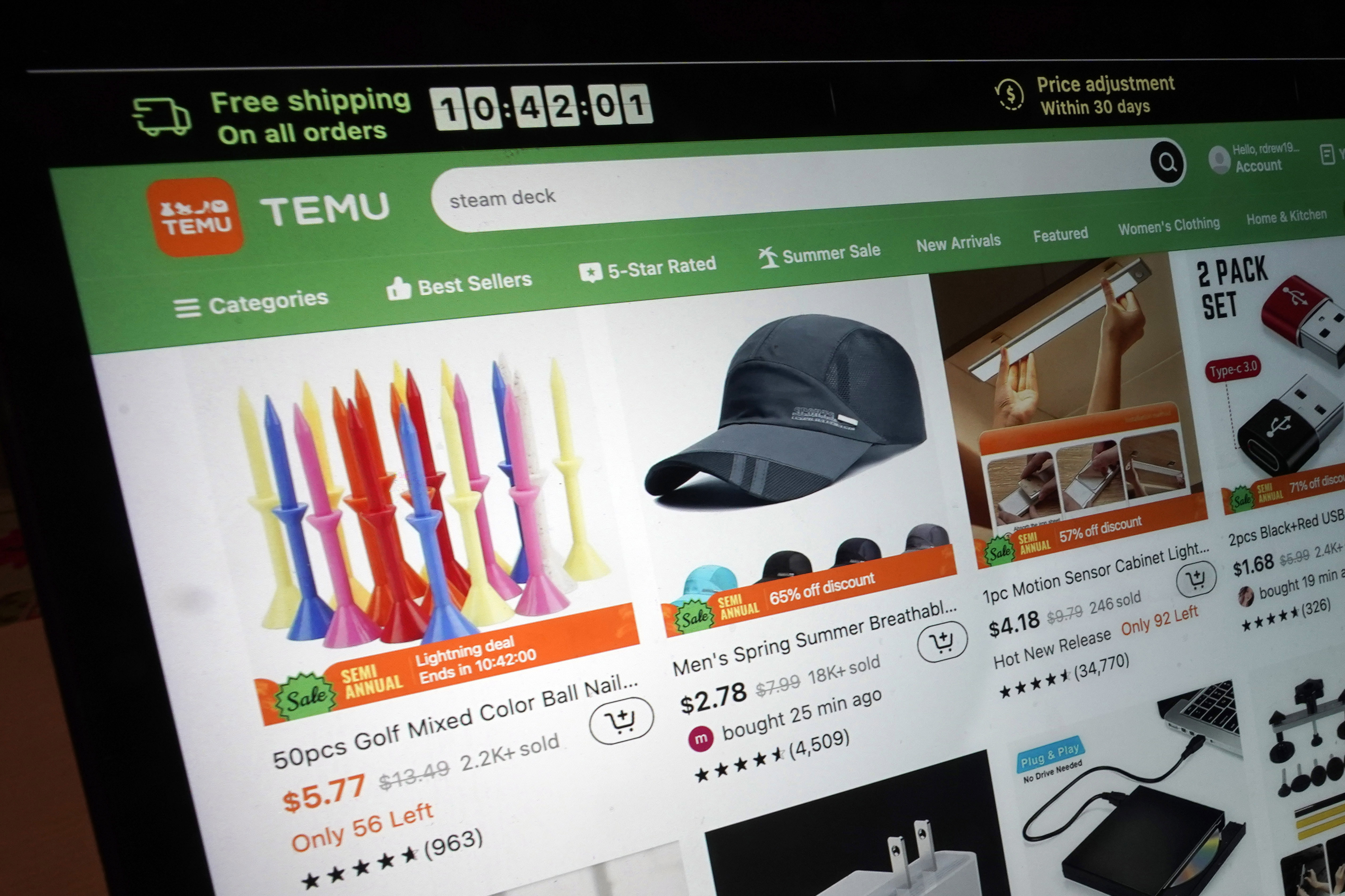 A page from the Temu website is shown in this photo, in New York, Friday, June 23, 2023. The European Union said Friday, May 31, 2024, that it's adding Chinese online retailer Temu to its list of platforms facing the bloc's highest level of digital scrutiny. (AP Photo/Richard Drew)