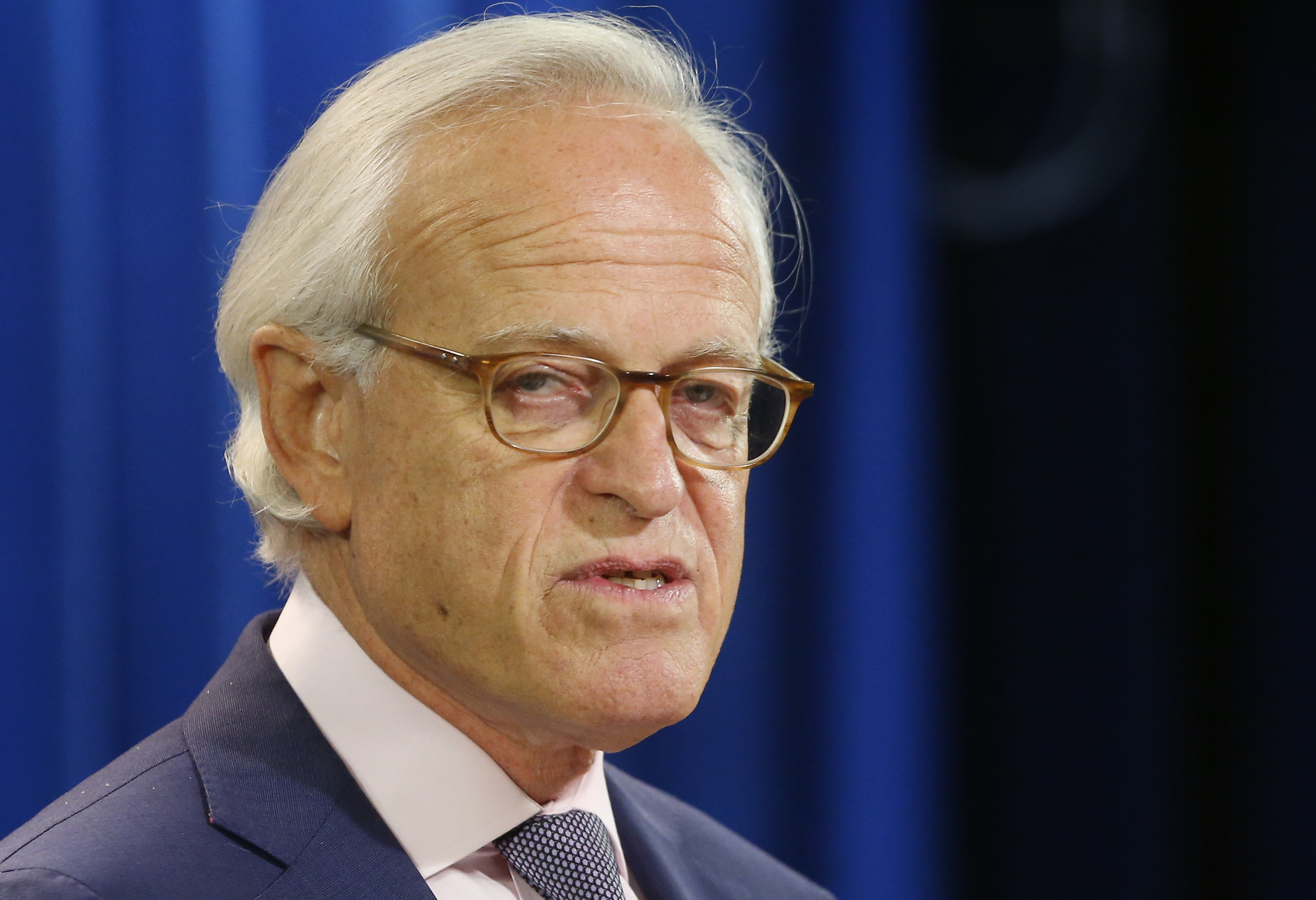 FILE - Martin S. Indyk speaks at the State Department, July 29, 2013, in Washington. Veteran diplomat Indyk, an author and leader at prominent U.S. think tanks who devoted years to finding a path toward peace in the Middle East, died Thursday, July 25, 2024. He was 73. (AP Photo/Charles Dharapak, File)