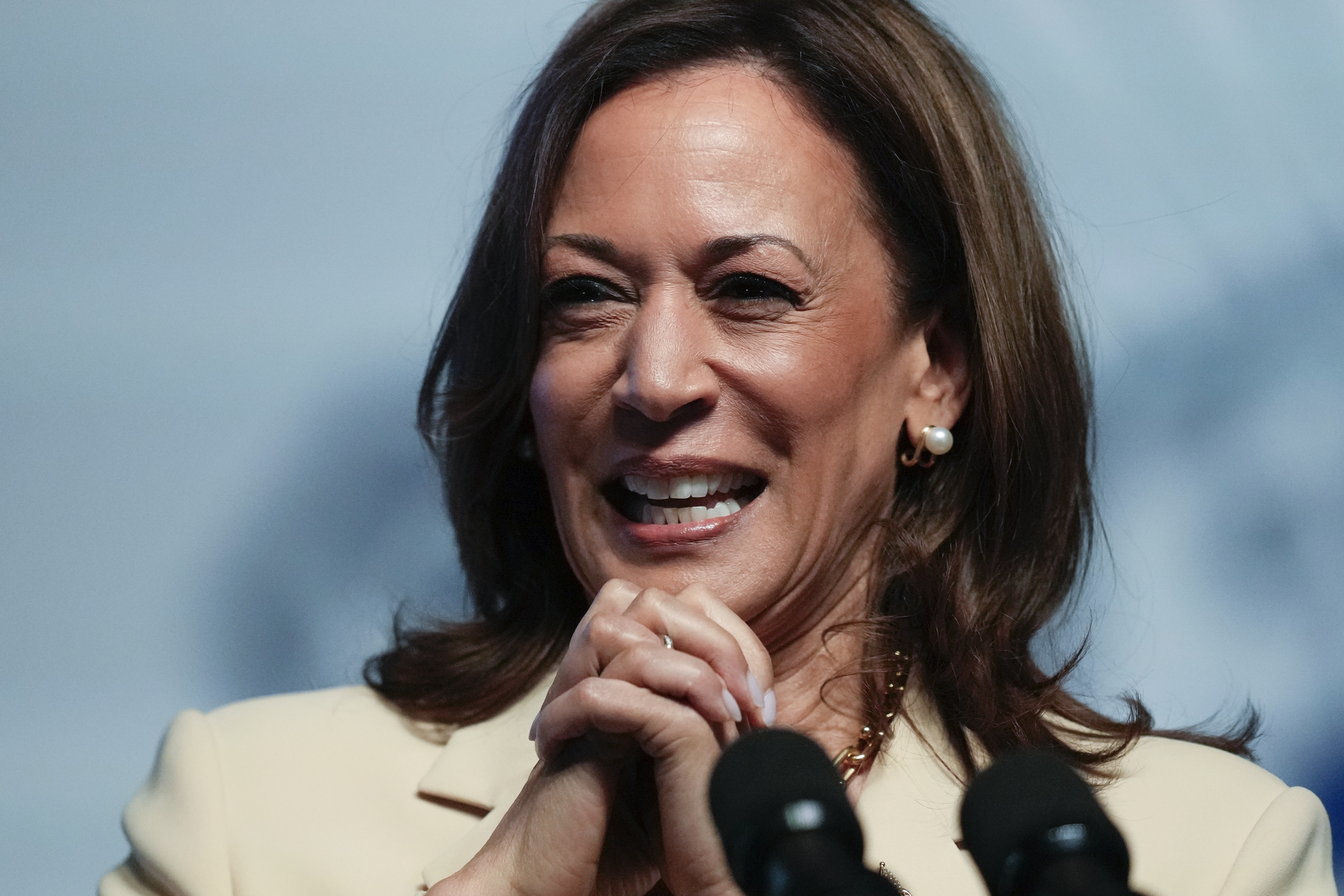 Vice President Kamala Harris speaks during the Zeta Phi Beta Sorority, Inc.'s Grand Boulé, July 24, 2024, in Indianapolis. (AP Photo/Darron Cummings)