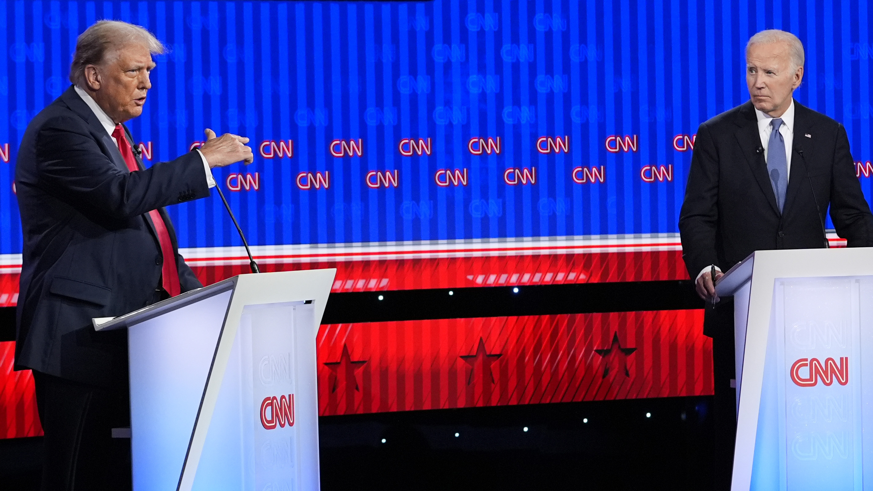 FILE - Republican presidential nominee former President Donald Trump speaks during a presidential debate hosted by CNN with President Joe Biden, June 27, 2024, in Atlanta. (AP Photo/Gerald Herbert, File)