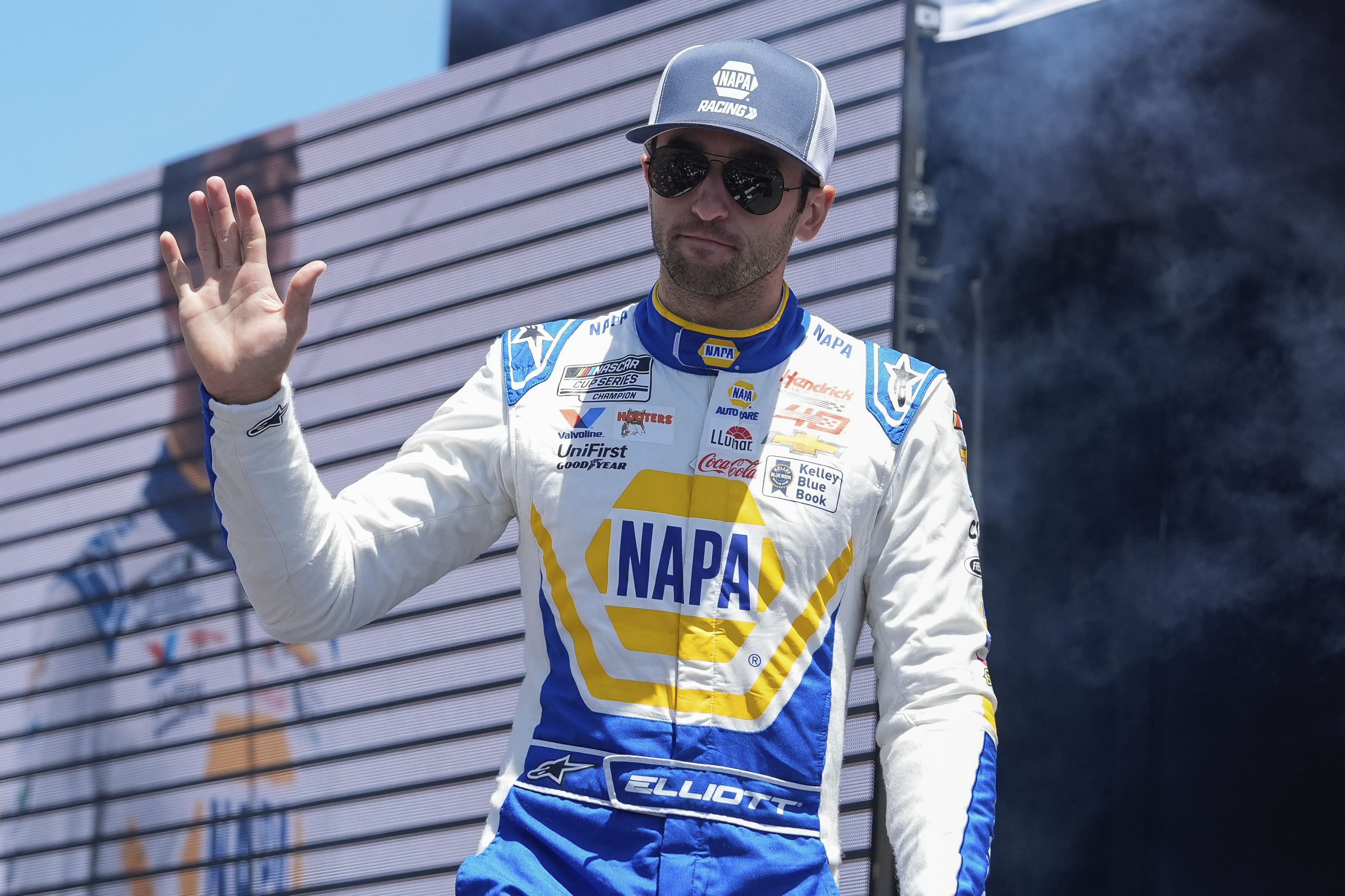Driver Chase Elliott is introduced before a NASCAR Cup Series auto race at Sonoma Raceway, Sunday, June 9, 2024, in Sonoma, Calif. (AP Photo/Godofredo A. Vásquez)