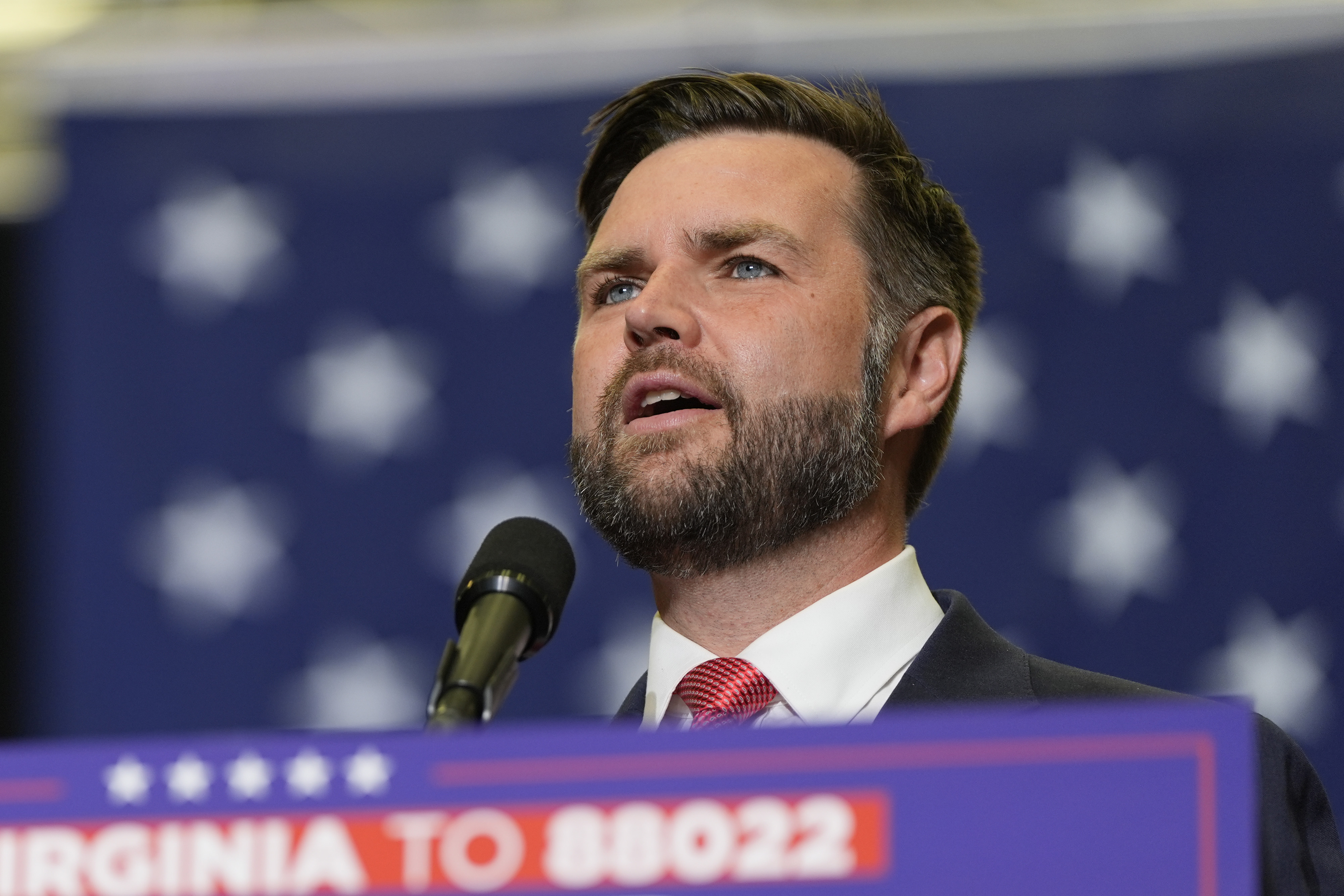 Republican vice presidential candidate Sen. JD Vance, R-Ohio, speaks at a campaign rally at Radford University, Monday, July 22, 2024, in Radford, Va. (AP Photo/Julia Nikhinson)