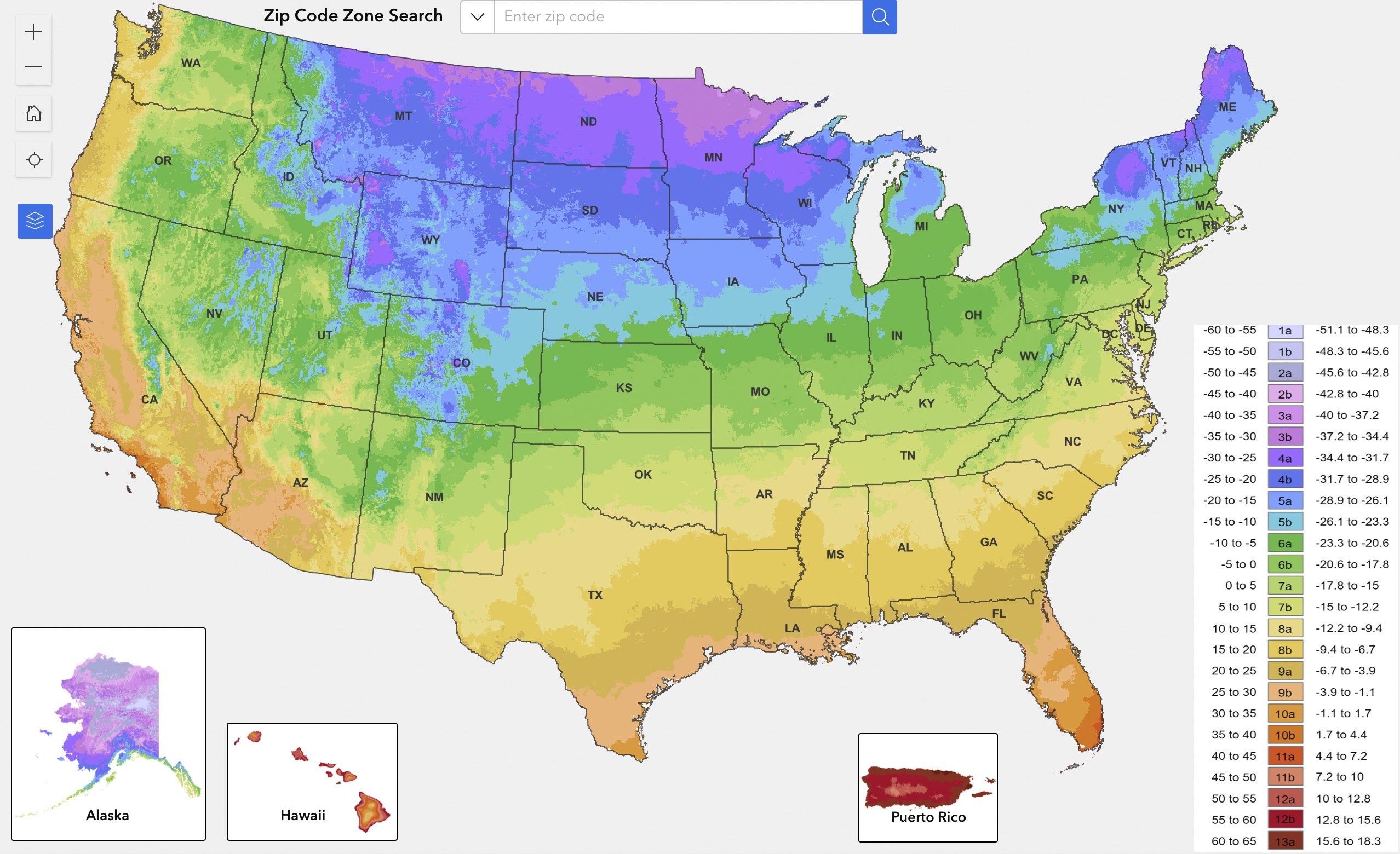 This image from the U.S. Department of Agriculture shows the agency's new plant hardiness zone map updated on Wednesday, Nov. 15, 2023. The map was updated for the first time in a decade, and it shows the impact that climate change will have on gardens and yards across the country. (USDA via AP)