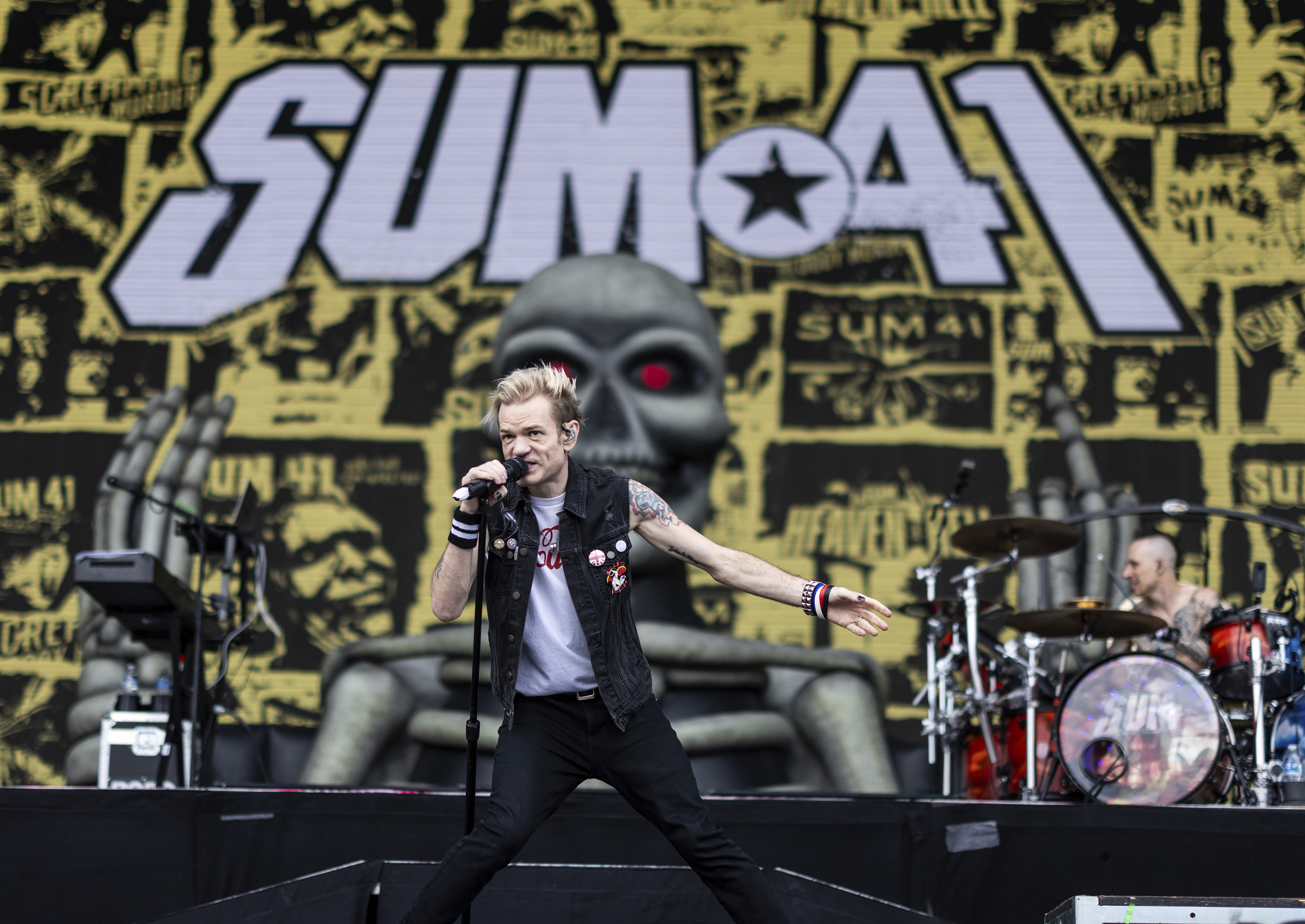 FILE - Deryck Whibley of Sum 41 performs during Sonic Temple Art and Music Festival on Friday, May 17, 2024, at Historic Crew Stadium in Columbus, Ohio. (Photo by Amy Harris/Invision/AP, File)