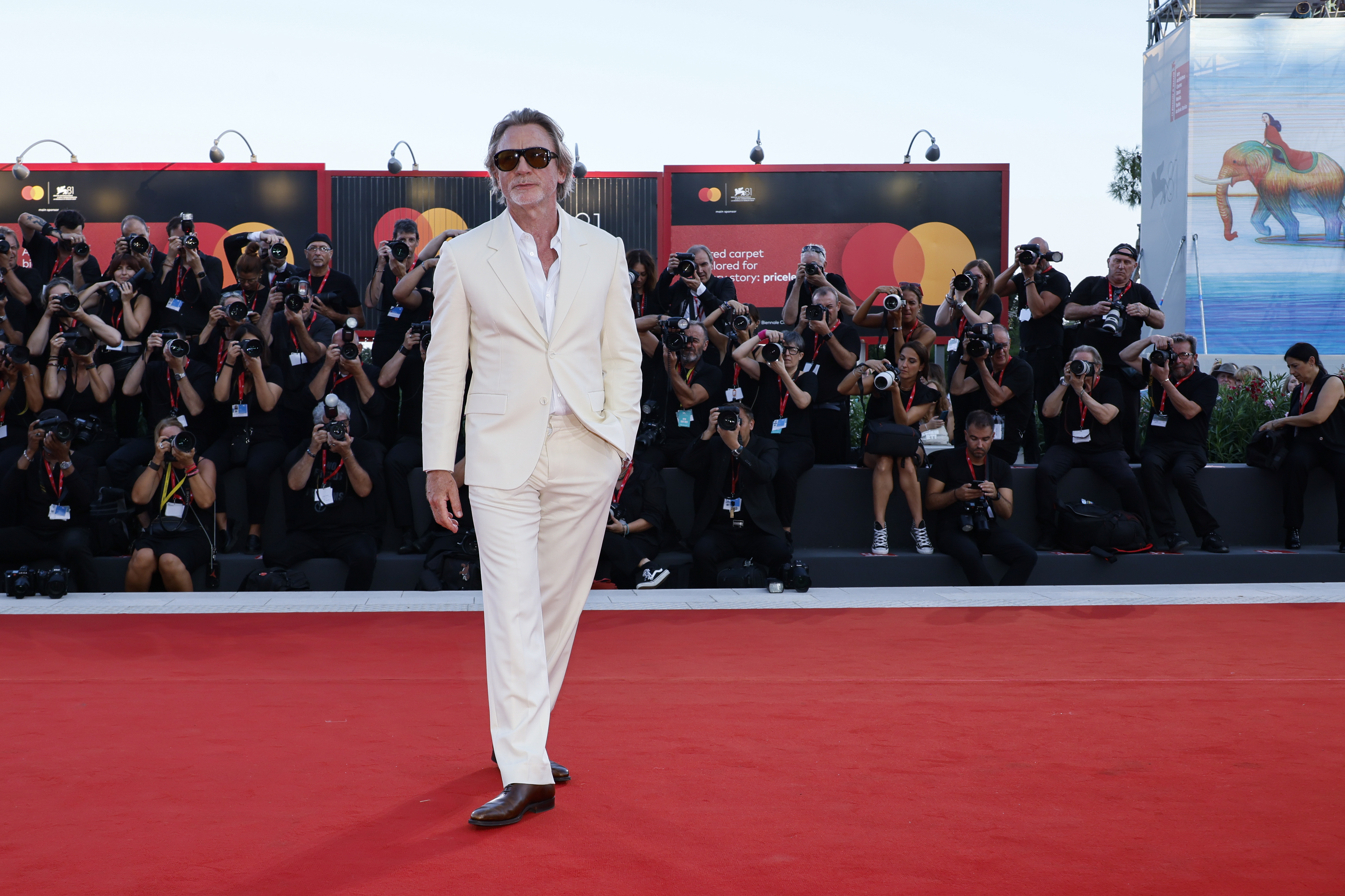 Daniel Craig poses for photographers upon arrival for the premiere of the film 'Queer' during the 81st edition of the Venice Film Festival in Venice, Italy, on Tuesday, Sept. 3, 2024. (Photo by Joel C Ryan/Invision/AP)