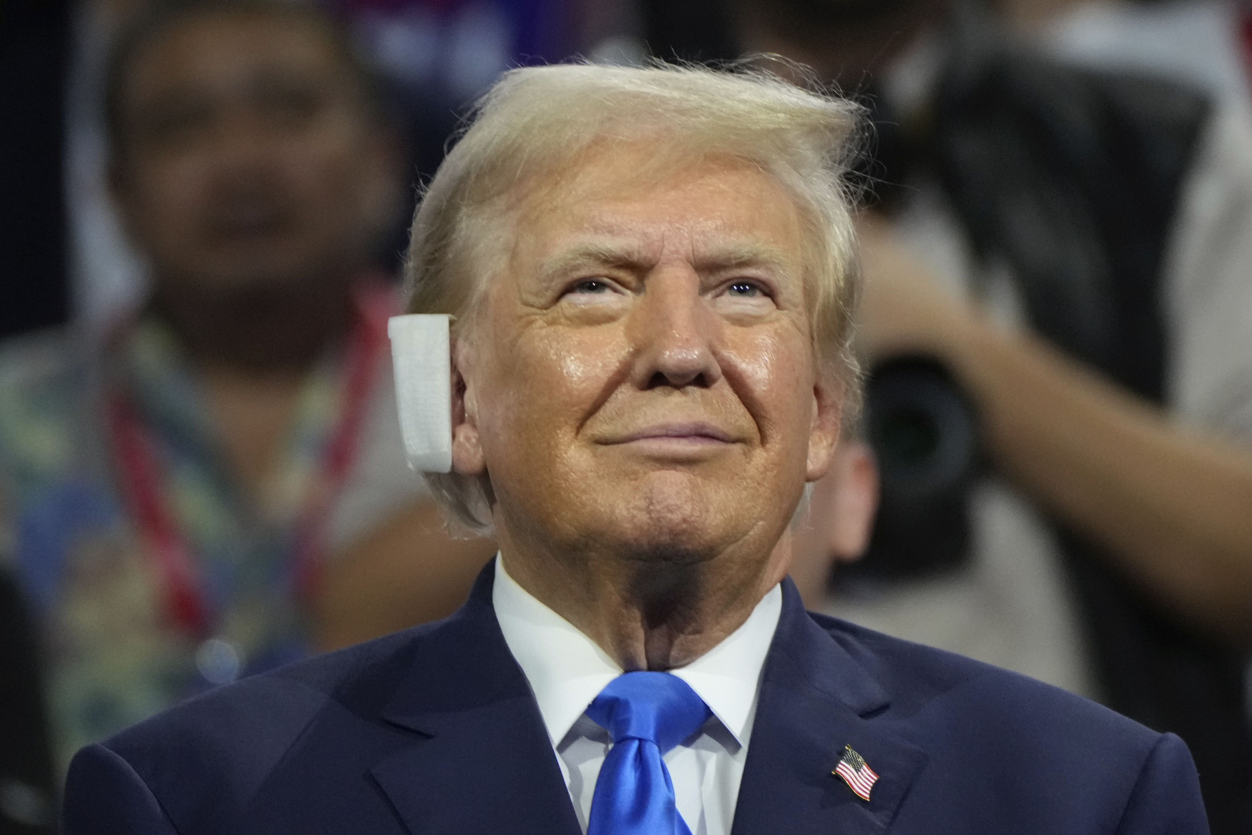 FILE - Republican presidential candidate former President Donald Trump is seen during the Republican National Convention, July 16, 2024, in Milwaukee. (AP Photo/Paul Sancya, File)