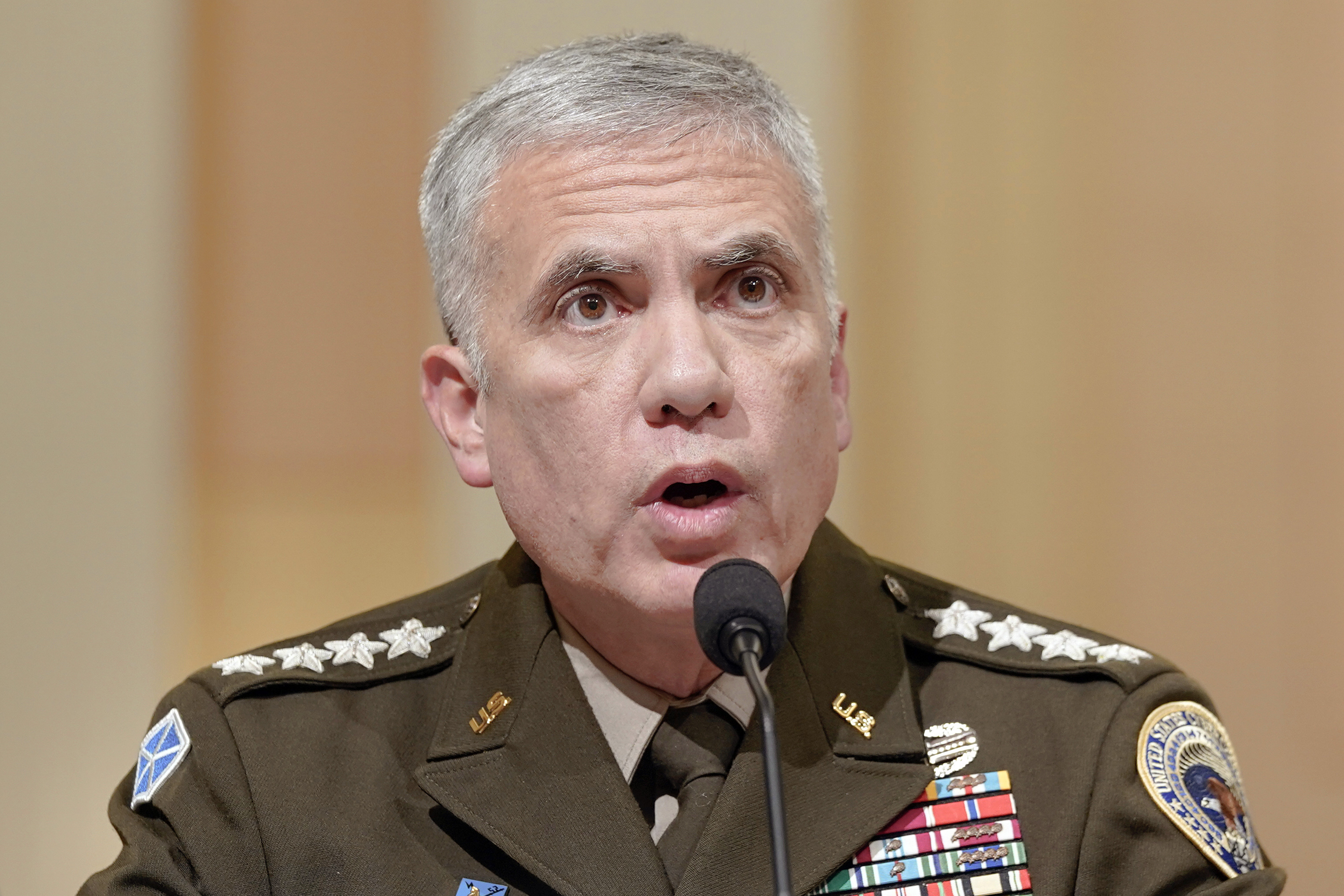 FILE - U.S. Cyber Command Commander Gen. Paul Nakasone testifies during a House Select Committee focusing on China on Capitol Hill, Wednesday, Jan. 31, 2024, in Washington. OpenAI has appointed Nakasone, a former top U.S. cyberwarrior and intelligence official, to its board of directors, saying he will help protect the ChatGPT maker from “increasingly sophisticated bad actors.” (AP Photo/Mariam Zuhaib, File)