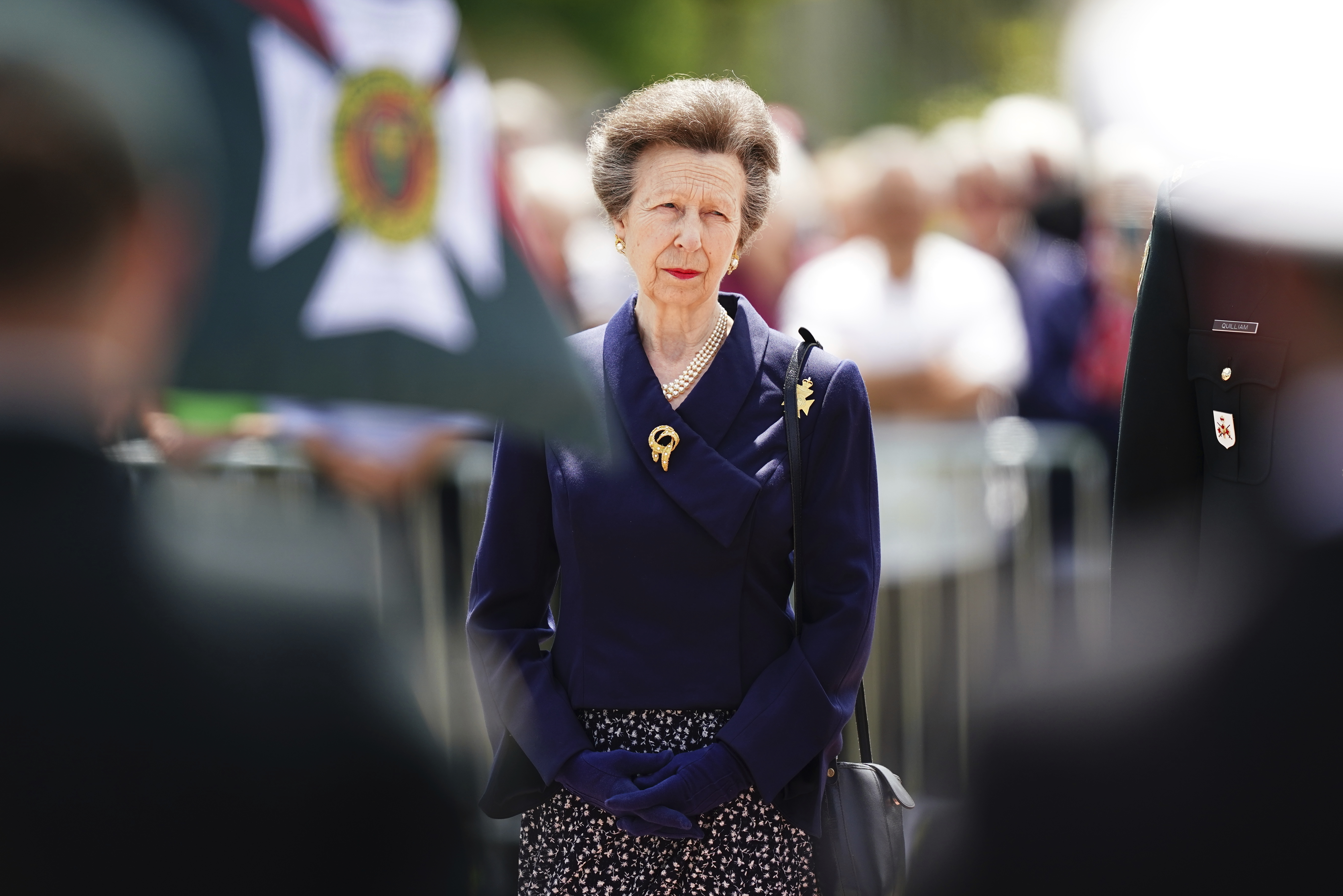 FILE - Britain's Princess Anne attends a ceremony to mark the 80th anniversary of D-Day, at Place des Canadiens in Bretteville-l'Orgueilleuse, Normandy, France, Wednesday June 5, 2024. On Friday, June 28, 2024, Princess Anne left the hospital and returned to her southwestern England estate after an accident thought to involve a horse left her with a concussion. (Aaron Chown/Pool Photo via AP, File)