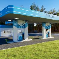 Environmentally Friendly Alternative Energy Concept With Hydrogen Refuelling Station.