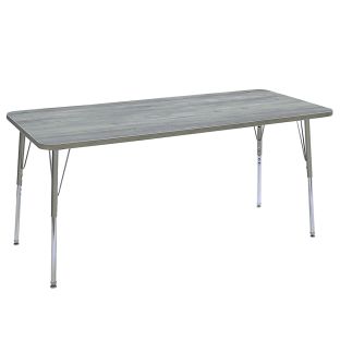 30" x 72" Rectangle Activity Table - Light Gray Wood/Silver