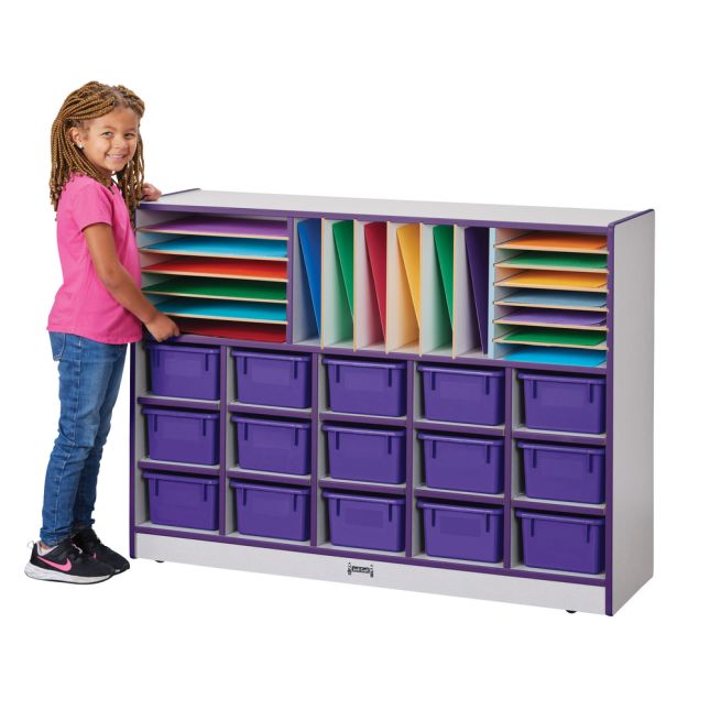 Rainbow Accents® Sectional Cubbie-Tray Mobile Unit - with Trays - Purple