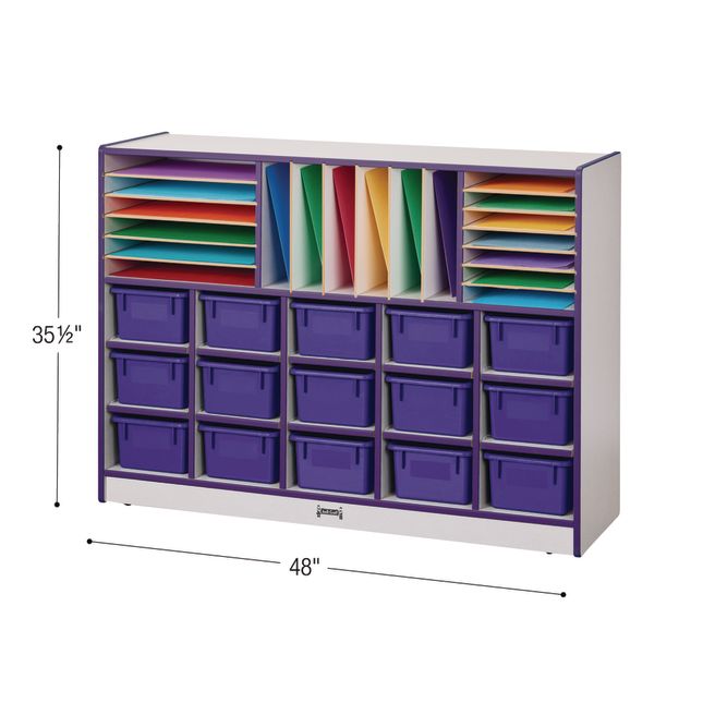 Rainbow Accents® Sectional Cubbie-Tray Mobile Unit - with Trays - Purple