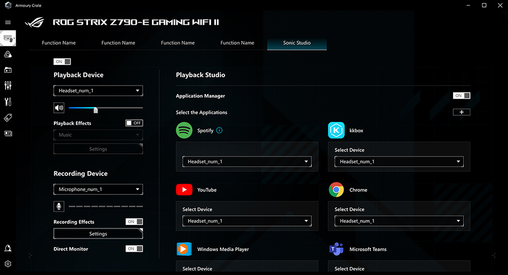 Sonic Studio UI Interface