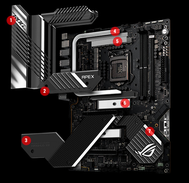 Detailed view of motherboard cooling components