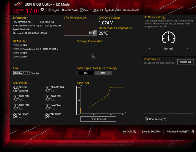 The user interface of UEFI BIOS Utility – EZ Mode