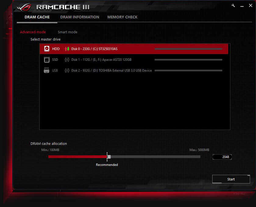 The user interface of RAMCache III Real-time Information