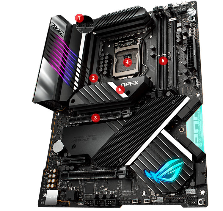 The Performance specs of ROG MAXIMUS XIII APEX highlighted