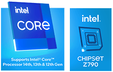 intel CORE, intel CHIPSET Z790 logos