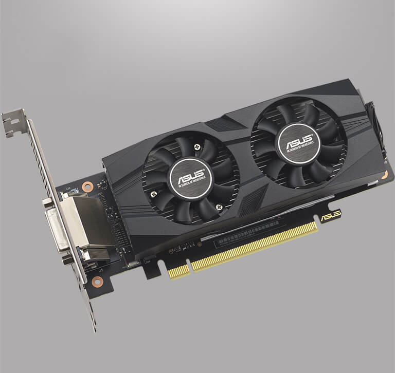 Front view of the ASUS GeForce RTX 3050 LP BRK graphics card