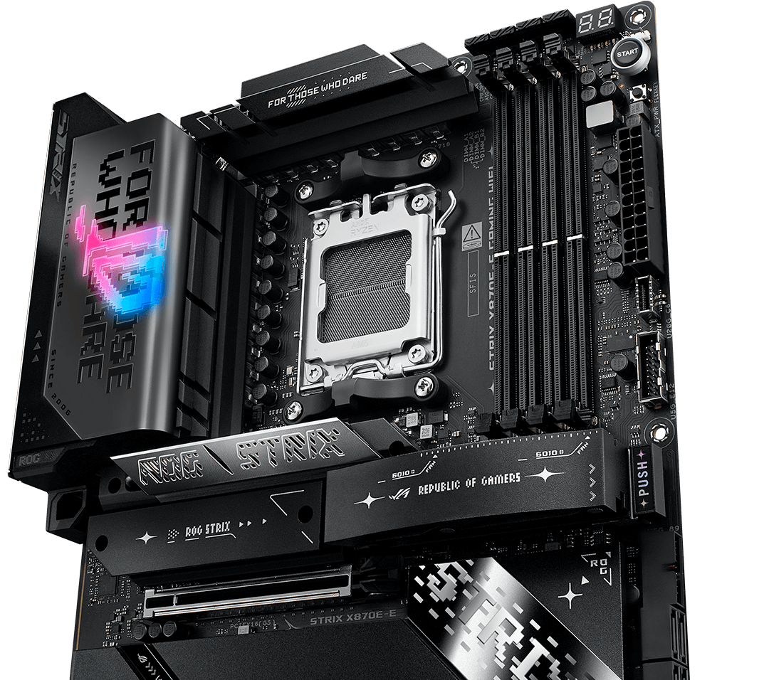 The ROG Strix X870E-E features 18+2+2 power stages rated for 110 amps.