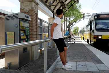 Sixteen-year old Jordan Sanchez stands at the Tyler/Vernon Dart Station where he catches the...