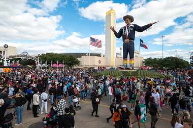 Views of the State Fair of Texas the day after three people were shot that led to an...