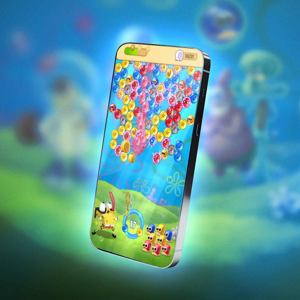 Story art for the mobile game 'SpongeBob: Bubble Pop F.U.N.'