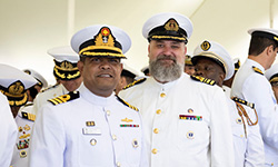 Students of U.S. Naval War College’s (NWC) 2019 graduating class participate in a commencement ceremony on Dewey Field in Newport, R.I., June 14. 