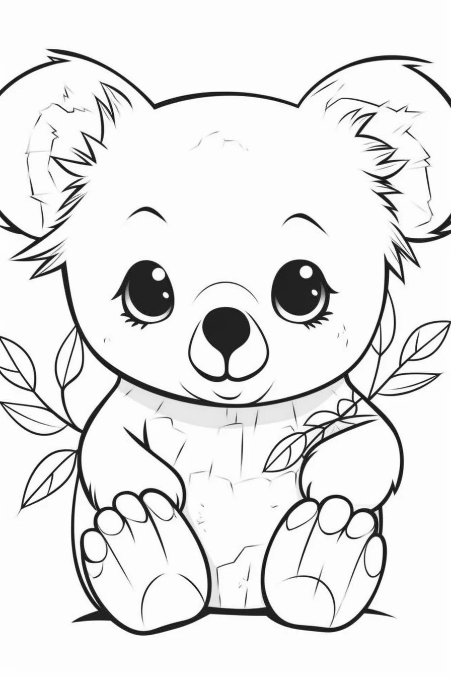 Cute koala coloring pages for kids