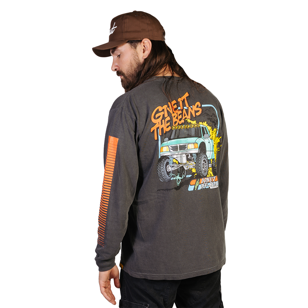 Give It The Beans Baja Long Sleeve - Washed Black Model 1