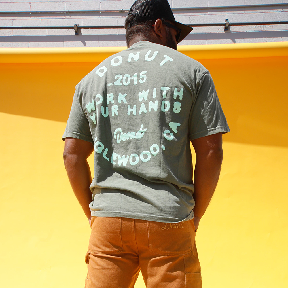 WORK WITH YOUR HANDS TEE - OLIVE In Use Back