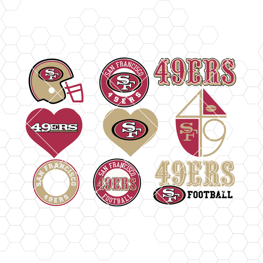 San Francisco 49ers SVG, San Francisco 49ers files, 49ers logo, football, silhouette cameo, cricut, digital clipart, layers, png dxf ai