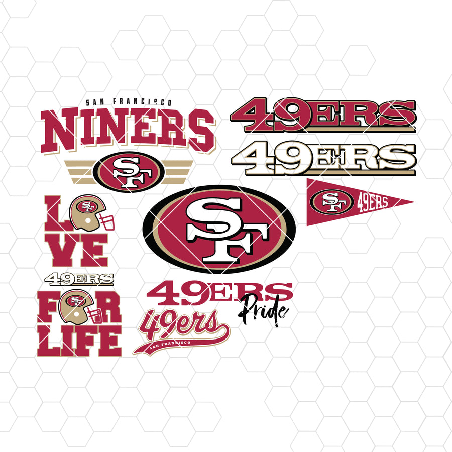 San Francisco 49ers SVG, San Francisco 49ers files, 49ers logo, football, silhouette cameo, cricut, digital clipart, layers, png dxf ai Doranstarscom