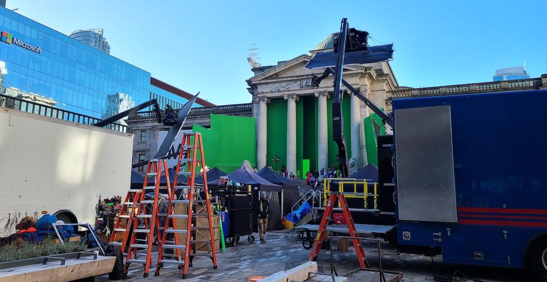 Hollywood North; filming at the Vancouver Art Gallery. (Kenneth Chan/Daily Hive)