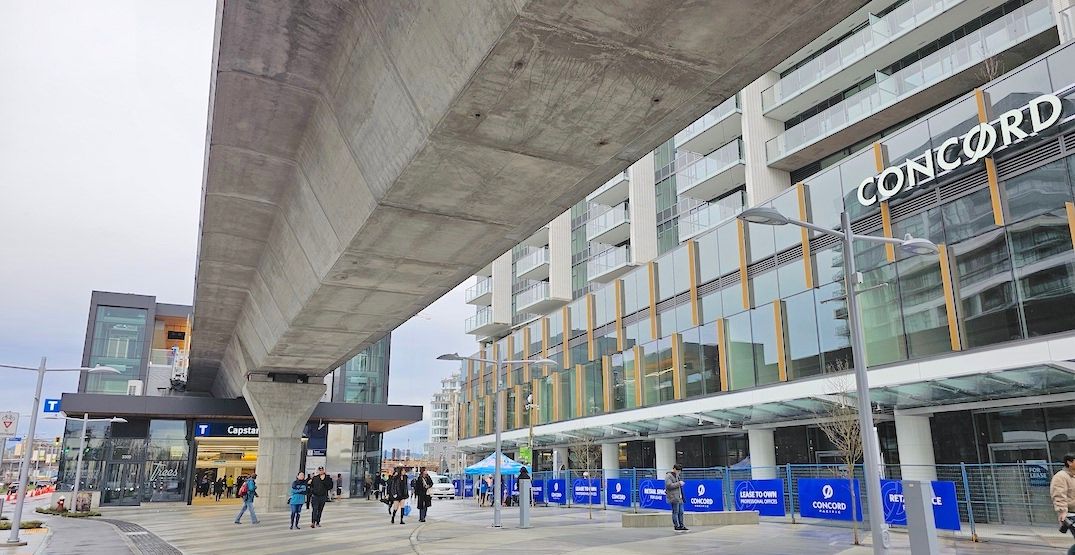 December 20, 2024, opening day of SkyTrain Canada Line's Capstan Station. (Kenneth Chan/Daily Hive)