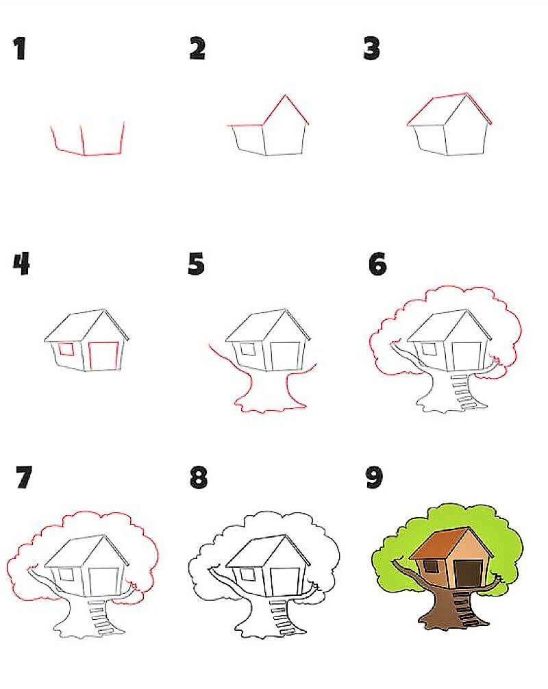 How to draw A House on a Tree