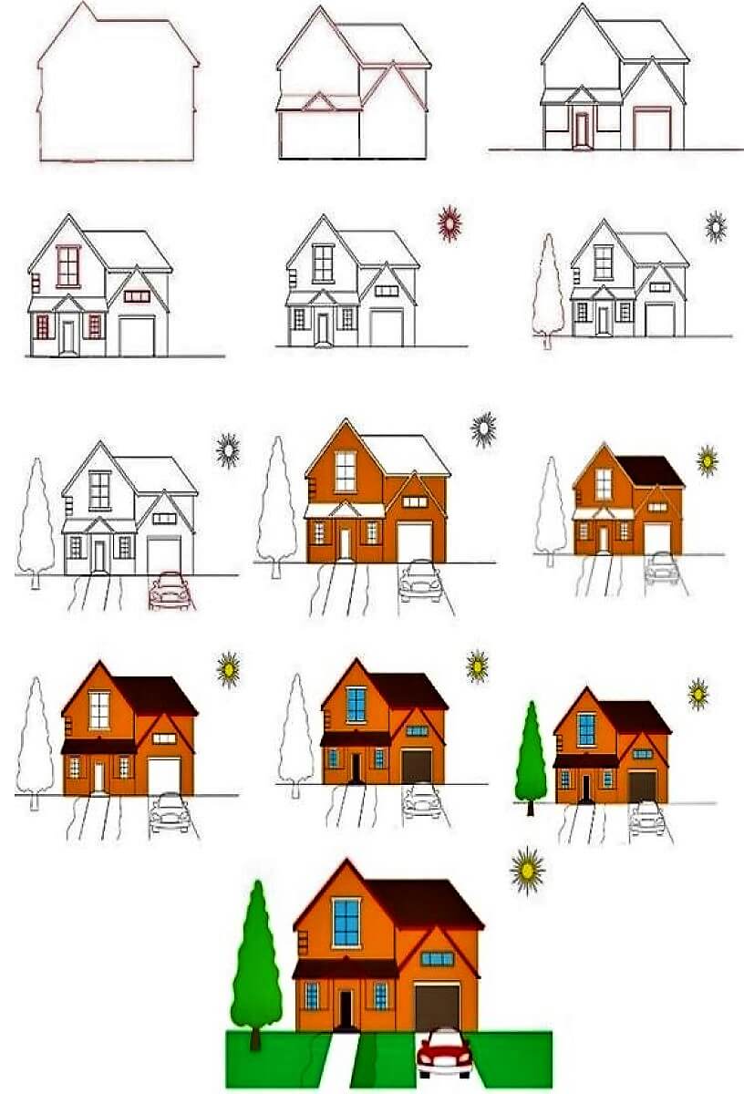 How to draw A Modern House