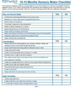 child development checklists sensory integration asd integration checklist template