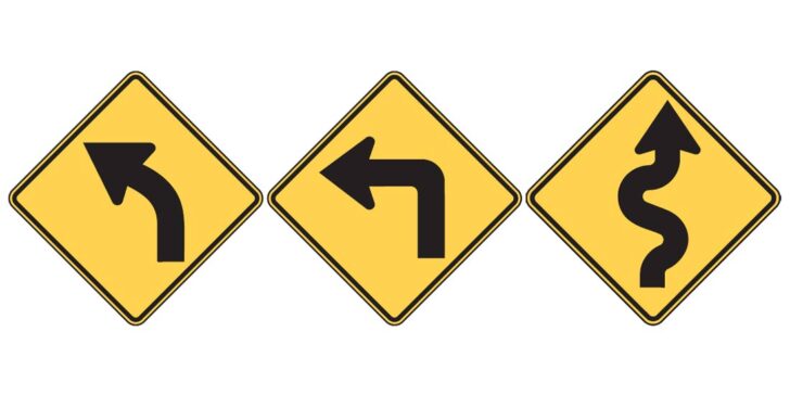 Curve, Turn, Winding Road signs - driversprep.com