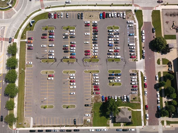 beacon parking lots aerial drone photo