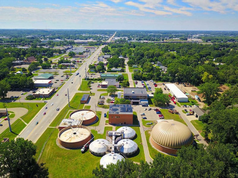 elkhart wastewater treatment plant drone photo