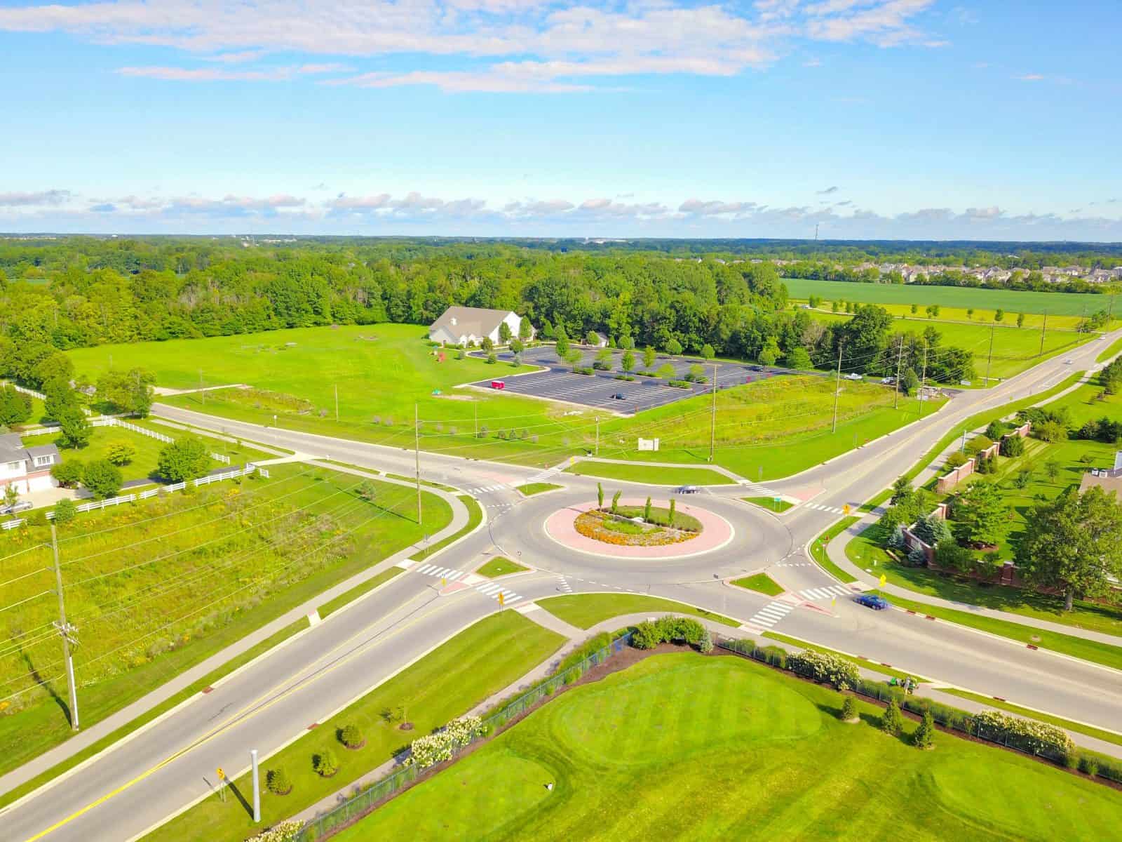 newly paved rotary in Westfield, Illinois