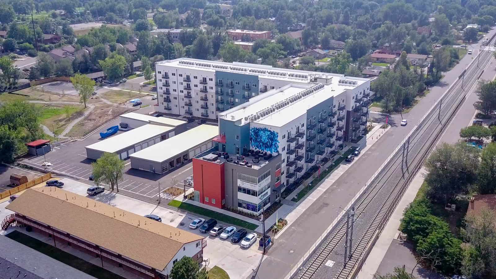 Drone photo of apartments in Lakewood, CO