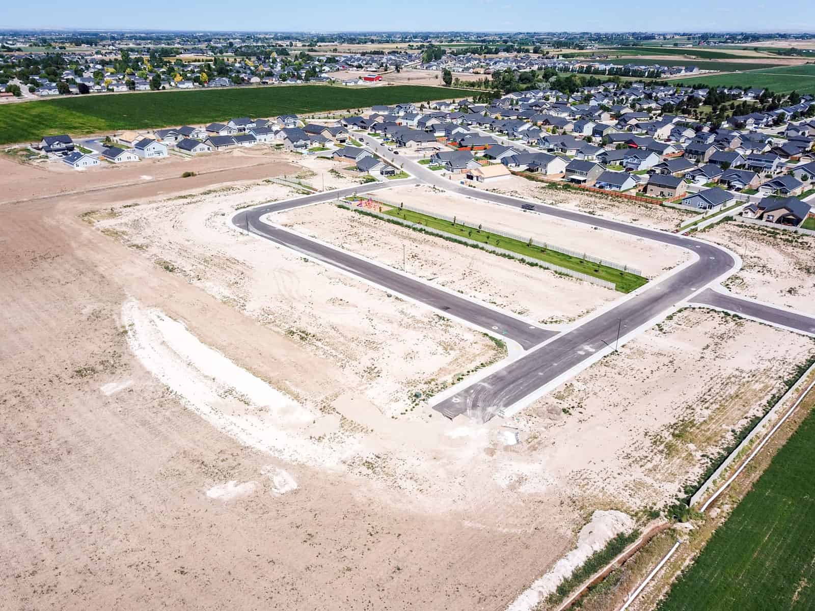 aerial photo of park under construction in Idaho