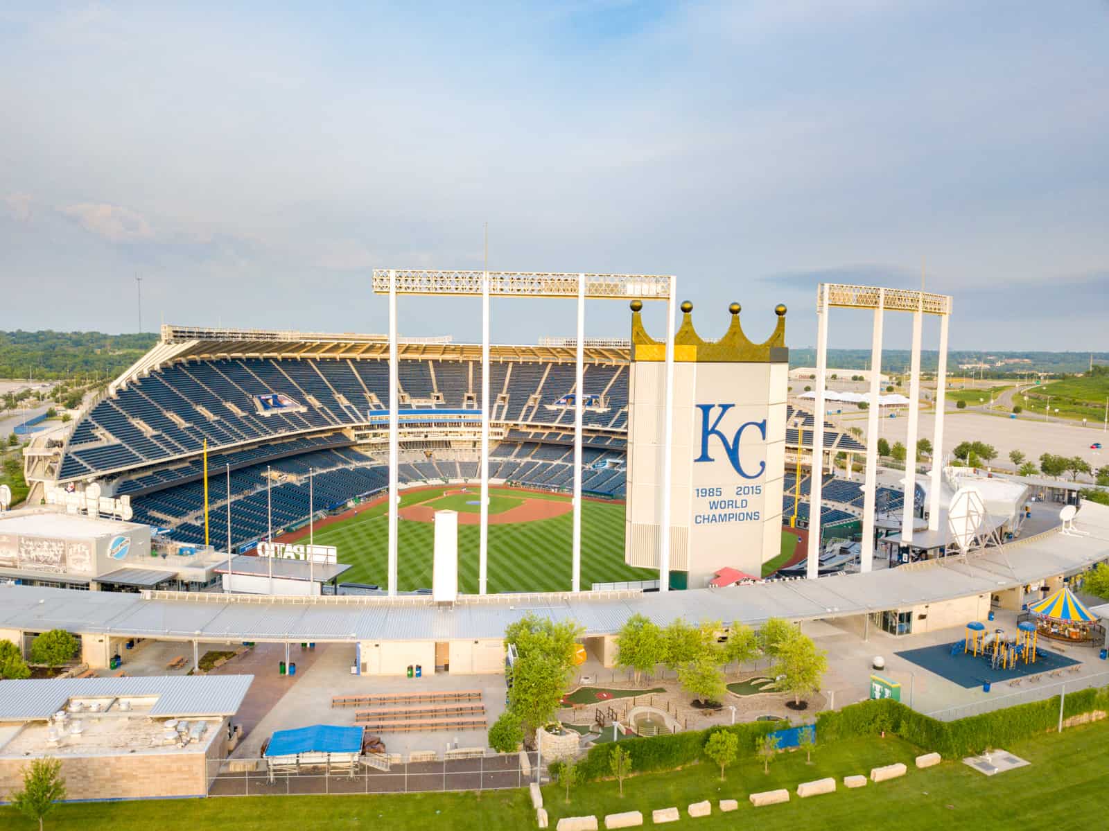 Kauffman stadium drone photo in Kansas